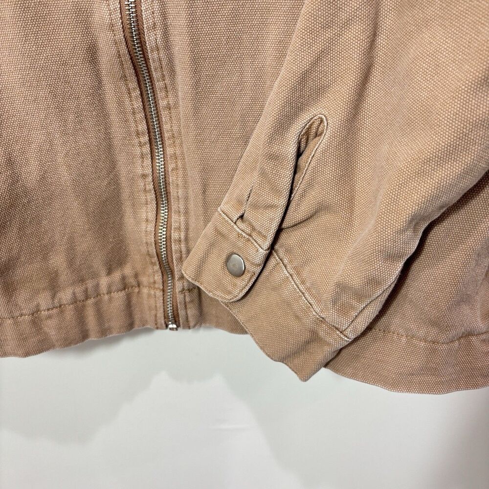 NO BOUNDARIES Tan Canvas Corduroy Collar Zip Up Jacket Men L Workwear Utility - Picture 3 of 9